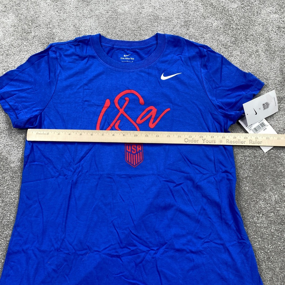 Nike USA Soccer T Shirt Women's Large Blue Red Large The Nike Tee Core SS - Picture 8 of 9